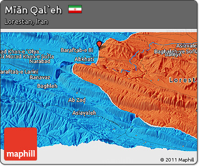 Political Panoramic Map of Mīān Qal`eh