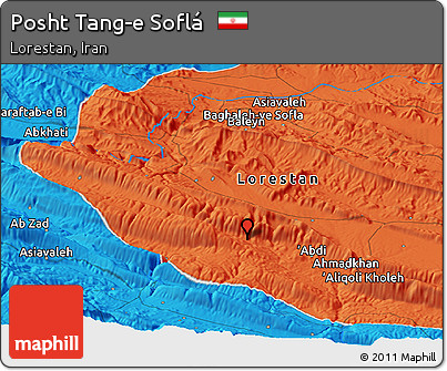 Political Panoramic Map of Posht Tang-e Soflá