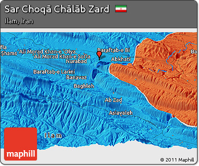 Political Panoramic Map of Sar Choqā Chālāb Zard