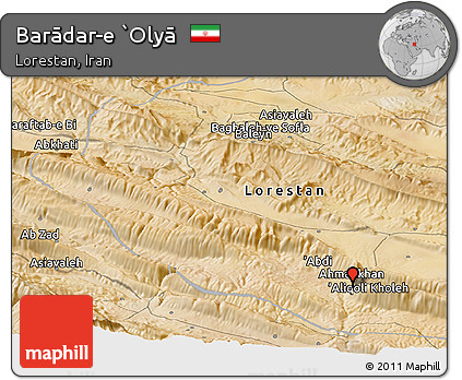 Satellite Panoramic Map of Barādar-e `Olyā