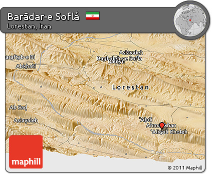 Satellite Panoramic Map of Barādar-e Soflá