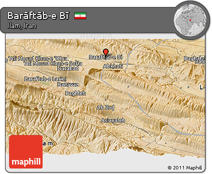 Satellite Panoramic Map of Barāftāb-e Bī