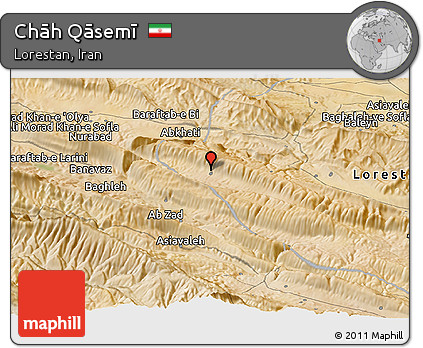 Satellite Panoramic Map of Chāh Qāsemī