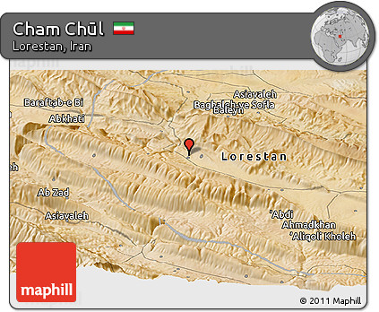 Satellite Panoramic Map of Cham Chūl