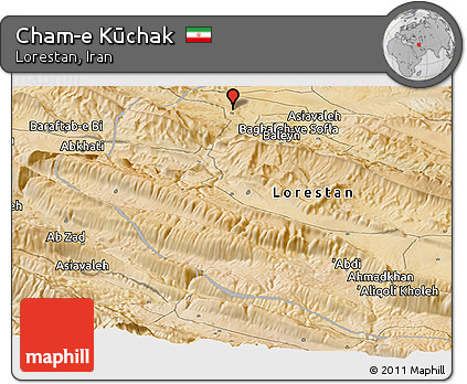 Satellite Panoramic Map of Cham-e Kūchak