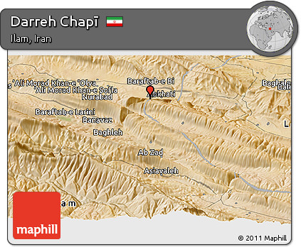 Satellite Panoramic Map of Darreh Chapī