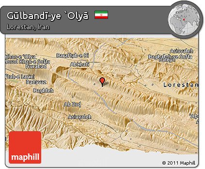 Satellite Panoramic Map of Gūlbandī-ye `Olyā
