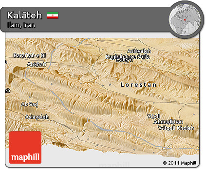 Satellite Panoramic Map of Kalāteh