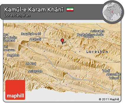 Satellite Panoramic Map of Kamūl-e Karam Khānī