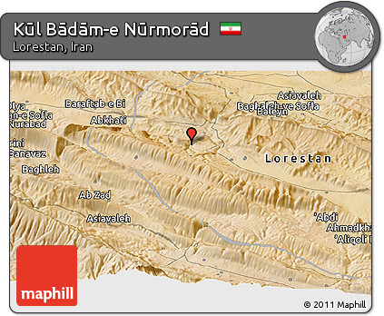 Satellite Panoramic Map of Kūl Bādām-e Nūrmorād