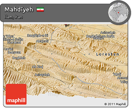 Satellite Panoramic Map of Mahdīyeh
