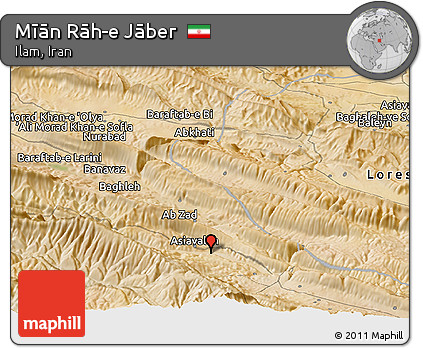 Satellite Panoramic Map of Mīān Rāh-e Jāber