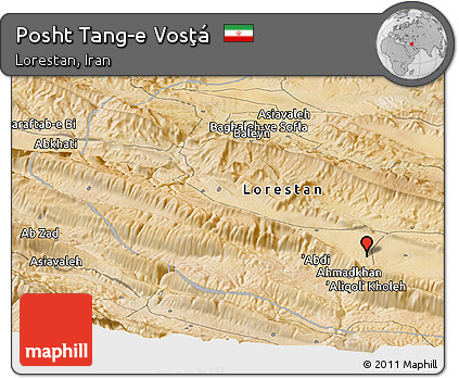 Satellite Panoramic Map of Posht Tang-e Vosţá