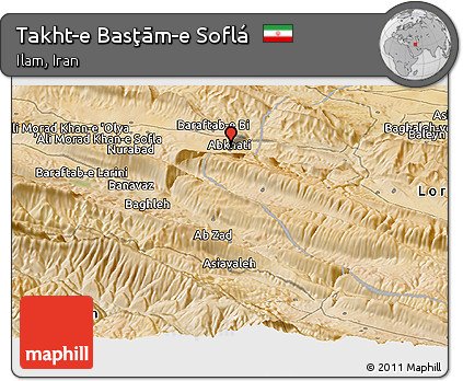 Satellite Panoramic Map of Takht-e Basţām-e Soflá