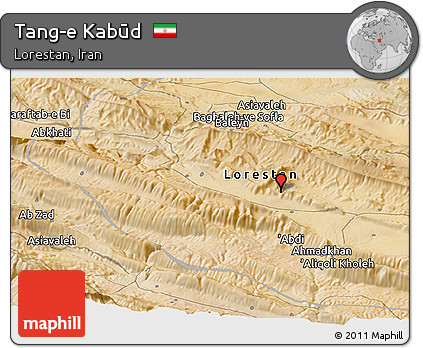 Satellite Panoramic Map of Tang-e Kabūd