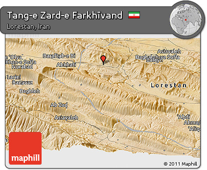 Satellite Panoramic Map of Tang-e Zard-e Farkhīvand
