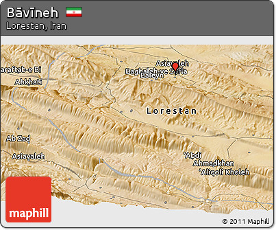 Satellite Panoramic Map of Bāvīneh
