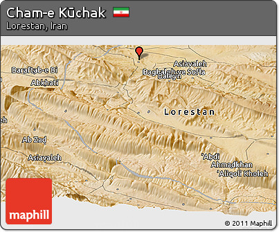 Satellite Panoramic Map of Cham-e Kūchak
