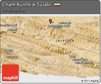 Satellite Panoramic Map of Cham Kūshk-e Ţūlābī
