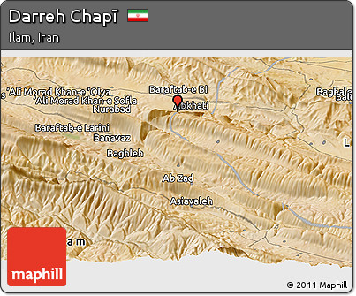 Satellite Panoramic Map of Darreh Chapī