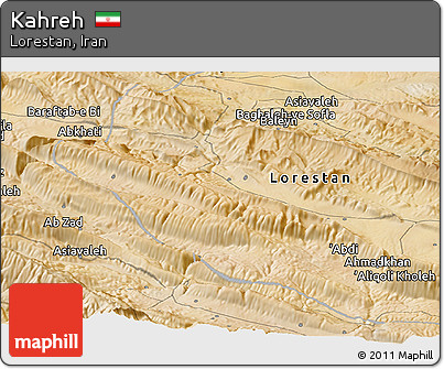 Satellite Panoramic Map of Kahreh