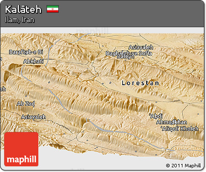 Satellite Panoramic Map of Kalāteh