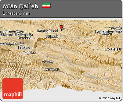 Satellite Panoramic Map of Mīān Qal`eh