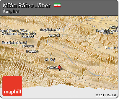 Satellite Panoramic Map of Mīān Rāh-e Jāber