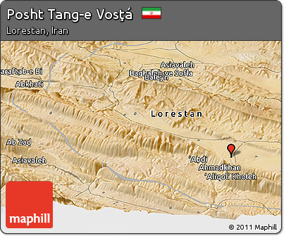 Satellite Panoramic Map of Posht Tang-e Vosţá