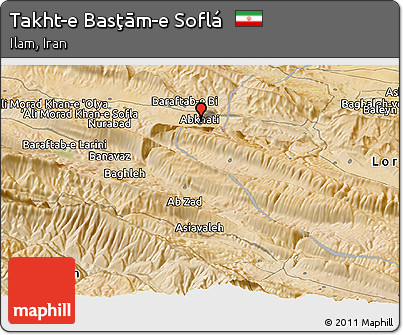 Satellite Panoramic Map of Takht-e Basţām-e Soflá