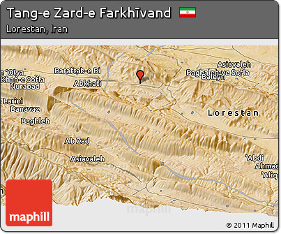 Satellite Panoramic Map of Tang-e Zard-e Farkhīvand