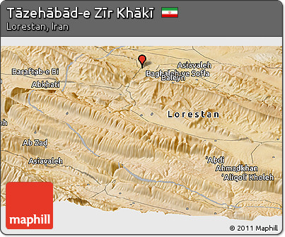Satellite Panoramic Map of Tāzehābād-e Zīr Khākī
