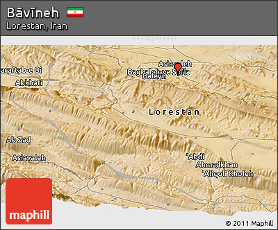 Satellite Panoramic Map of Bāvīneh