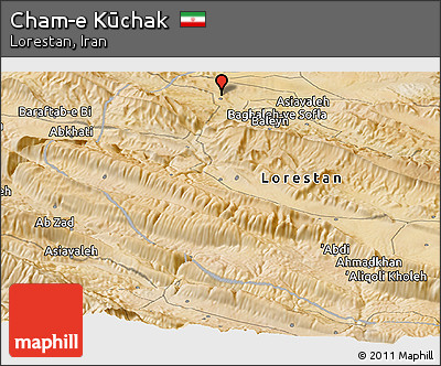 Satellite Panoramic Map of Cham-e Kūchak