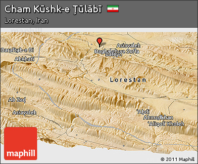 Satellite Panoramic Map of Cham Kūshk-e Ţūlābī