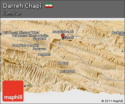 Satellite Panoramic Map of Darreh Chapī
