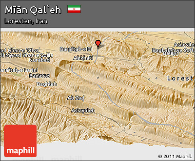 Satellite Panoramic Map of Mīān Qal`eh