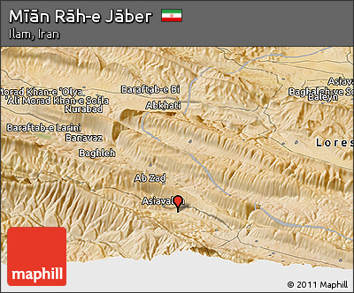 Satellite Panoramic Map of Mīān Rāh-e Jāber