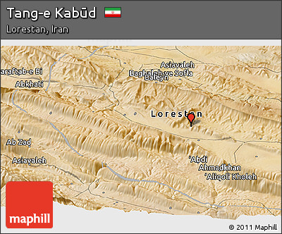Satellite Panoramic Map of Tang-e Kabūd