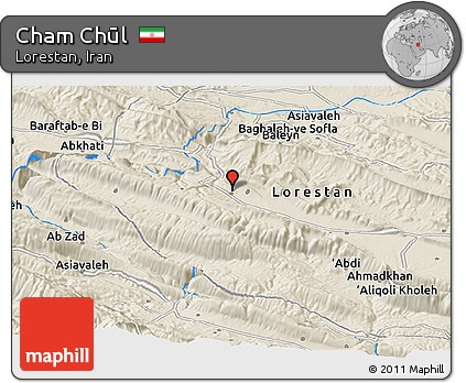 Shaded Relief Panoramic Map of Cham Chūl
