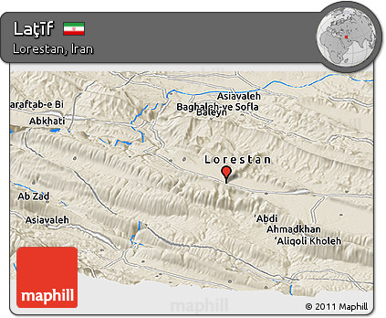 Shaded Relief Panoramic Map of Laţīf