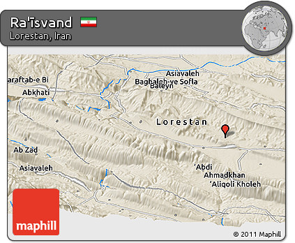 Shaded Relief Panoramic Map of Ra'īsvand