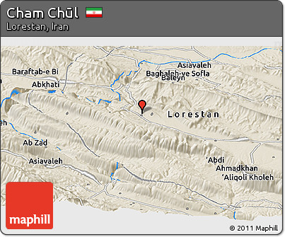 Shaded Relief Panoramic Map of Cham Chūl