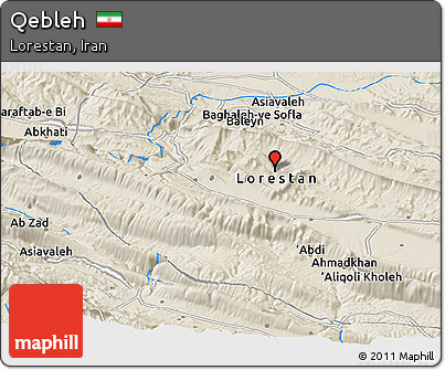 Shaded Relief Panoramic Map of Qebleh