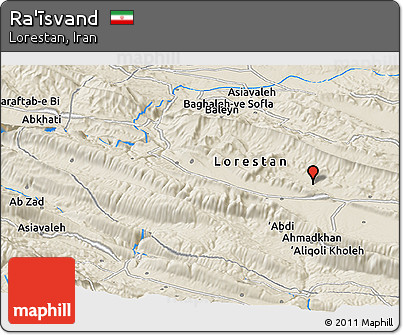Shaded Relief Panoramic Map of Ra'īsvand