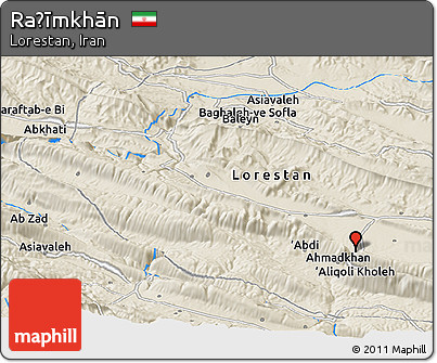 Shaded Relief Panoramic Map of Raḩīmkhān