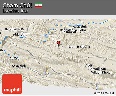 Shaded Relief Panoramic Map of Cham Chūl