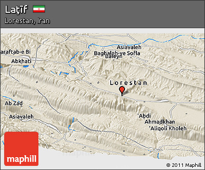 Shaded Relief Panoramic Map of Laţīf