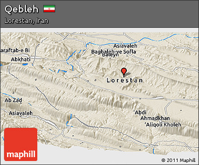 Shaded Relief Panoramic Map of Qebleh