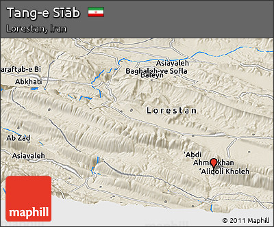 Shaded Relief Panoramic Map of Tang-e Sīāb